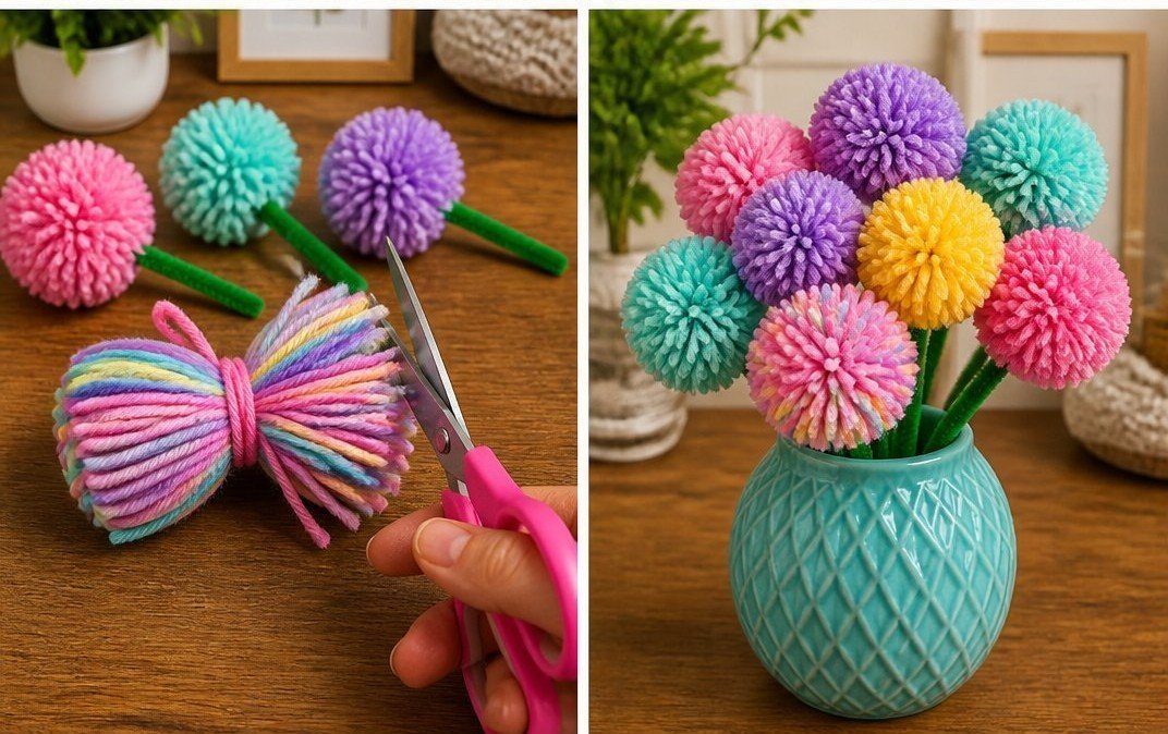Fork Pom-Pom Flower Bouquet