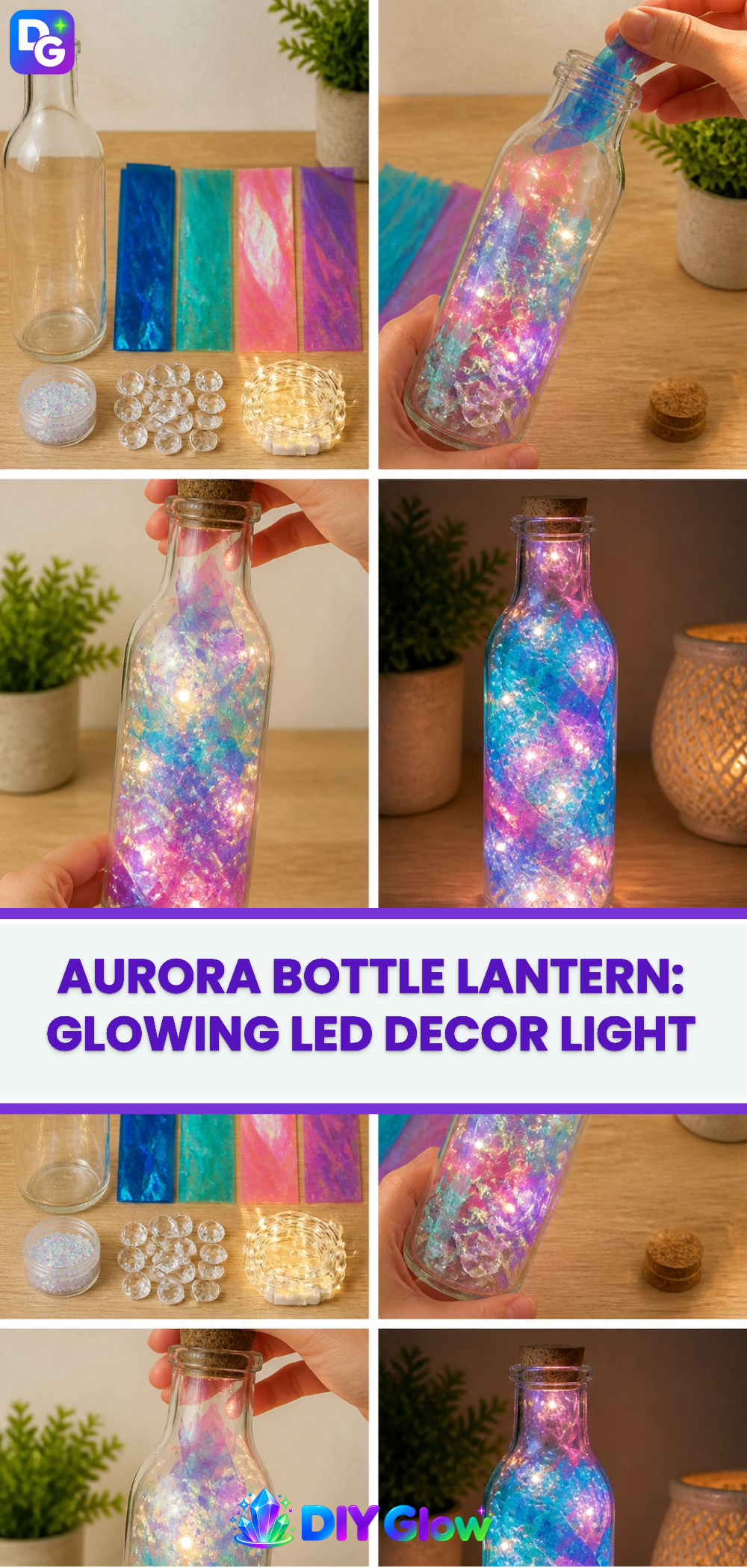 Aurora Bottle Lantern: Glowing LED Decor Light