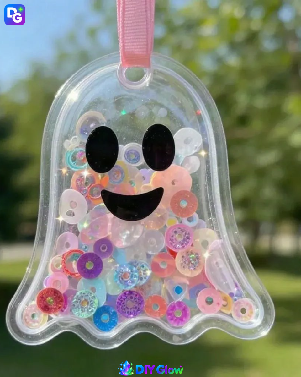 Clear Rainbow Ghost Shaker Suncatcher Craft for Kids