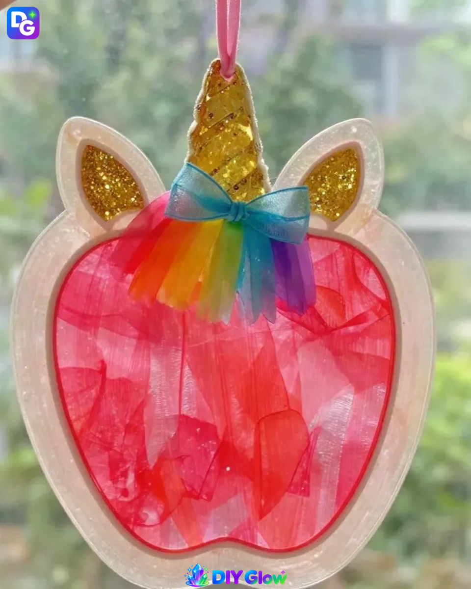 Crafting a Clear Pink Unicorn Apple Teacher Suncatcher