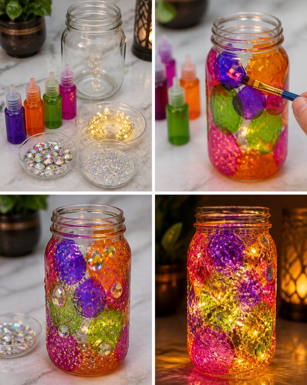 Glowing Rainbow Potion Crystal Jar