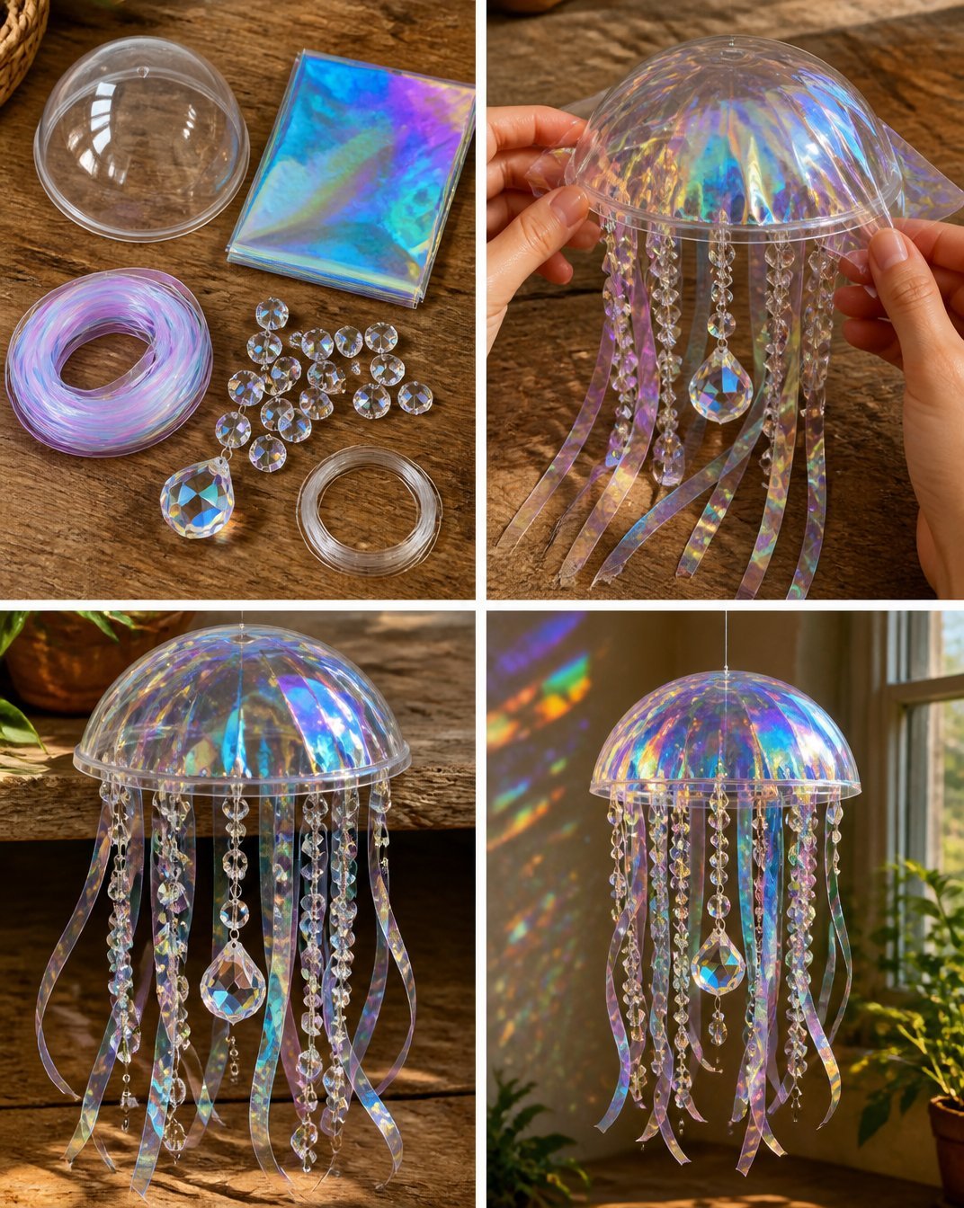 Holographic Jellyfish Crystal Light Ornament