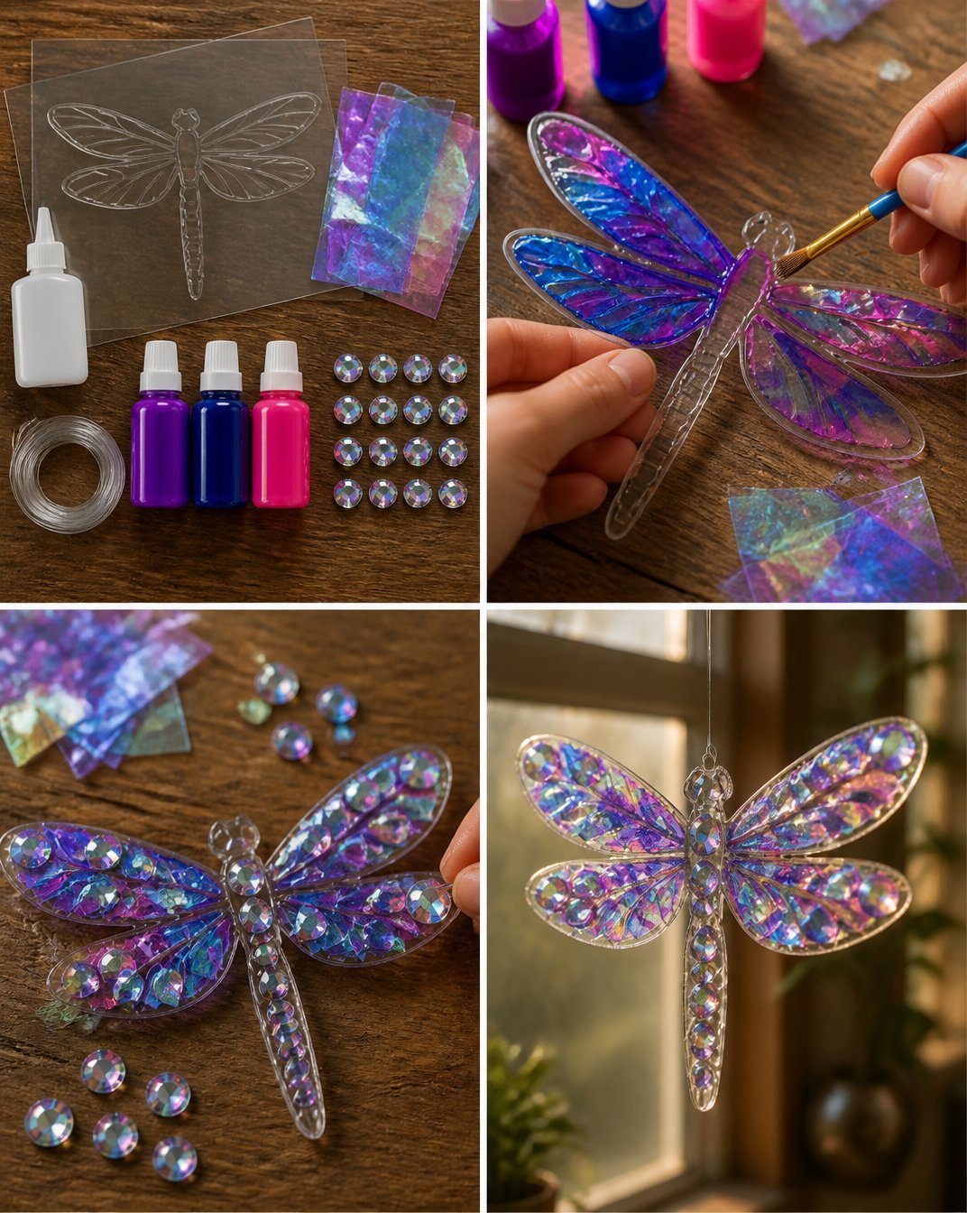 Iridescent Crystal Dragonfly Window Ornament