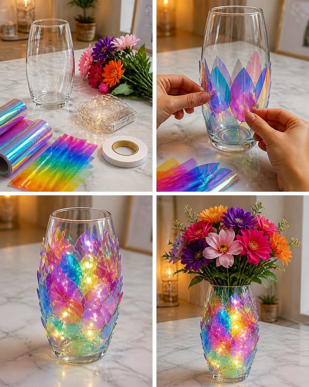 Holographic Rainbow Flower Vase