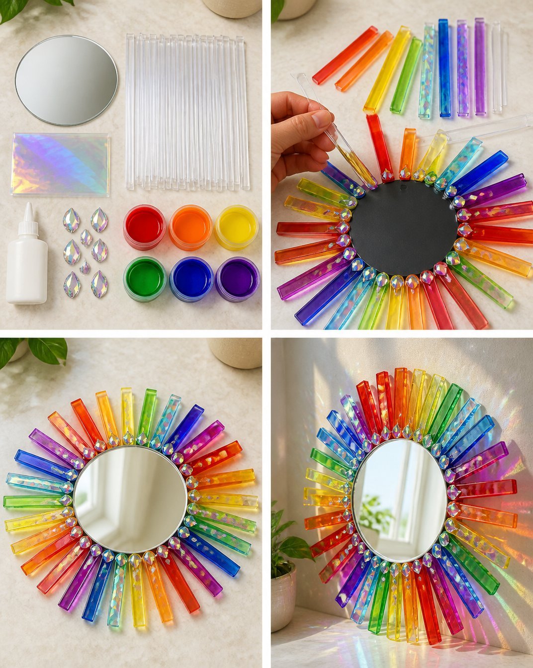 Crystal Rainbow Mirror Sunburst