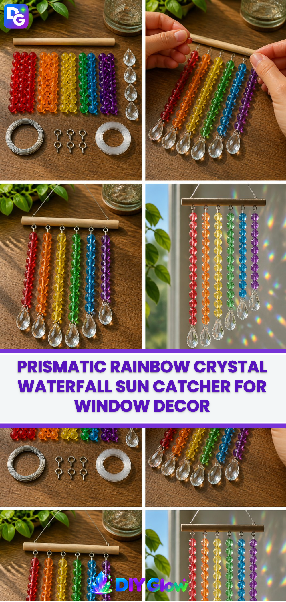 Prismatic Rainbow Crystal Waterfall Sun Catcher for Window Decor
