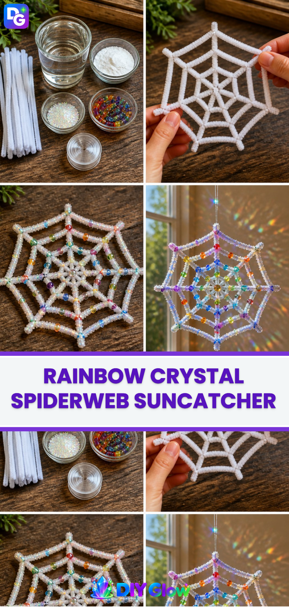 Rainbow Crystal Spiderweb Suncatcher