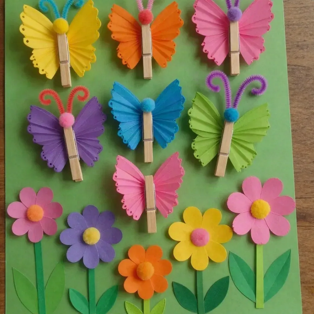 Rainbow Cupcake-Liner Butterfly Garden