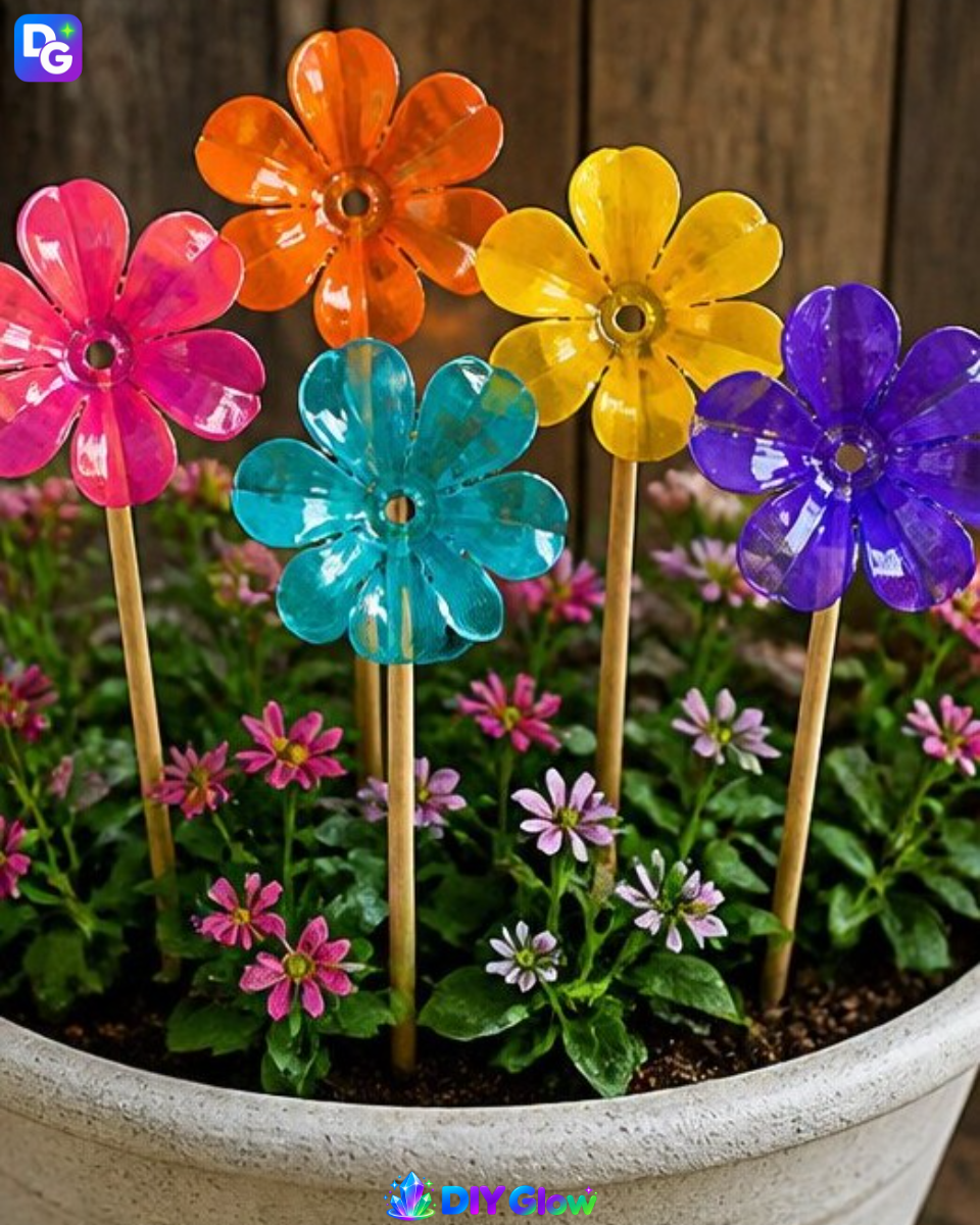 Rainbow Flower Garden Stakes