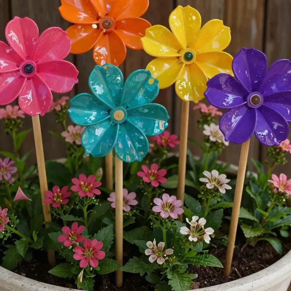 Rainbow Flower Garden Stakes