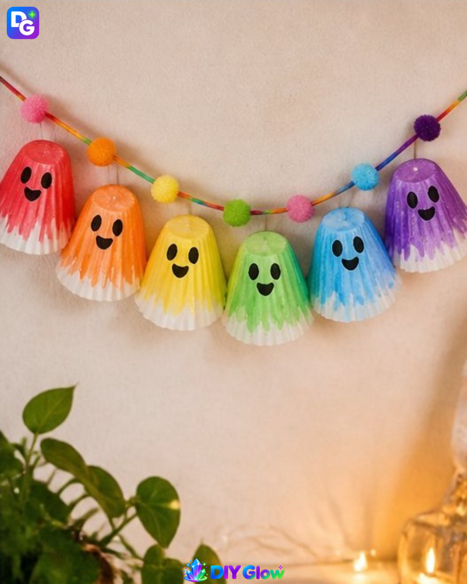 Rainbow Ghost Cupcake-Liner Garland