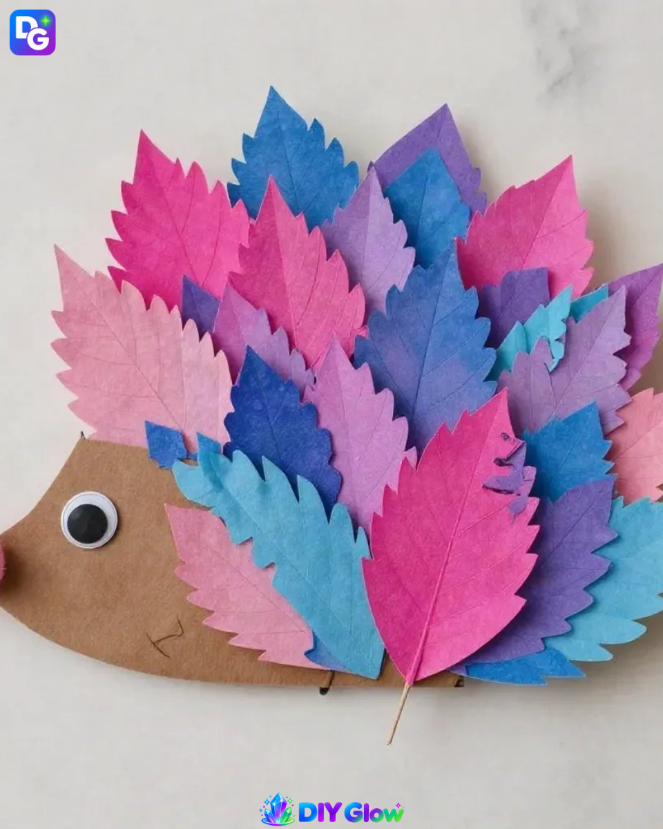 Rainbow Watercolor Leaf Hedgehog Craft for Kids